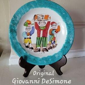 Vintage Hand Painted Italian Art Pottery Plate - Signed by the Artist DeSimone